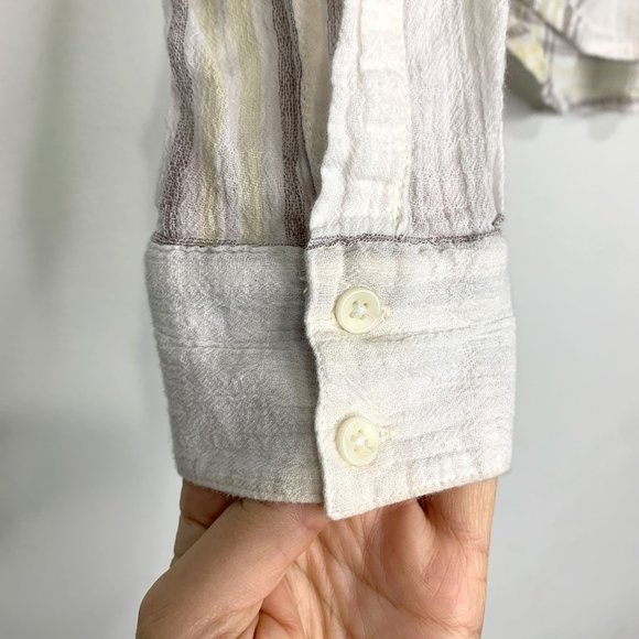 FREE PEOPLE Cutie Ivory Plaid Batwing Button Front Shirt Sz S - Picture 7 of 10